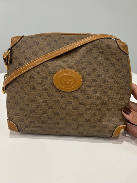 Gucci Handbags - Vintage Gucci GG Supreme Canvas Crossbody Bag Brown Tan Monogram Mini Bag